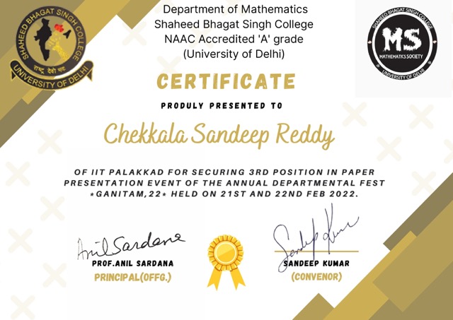 📜 Best Presentation Award Certificate