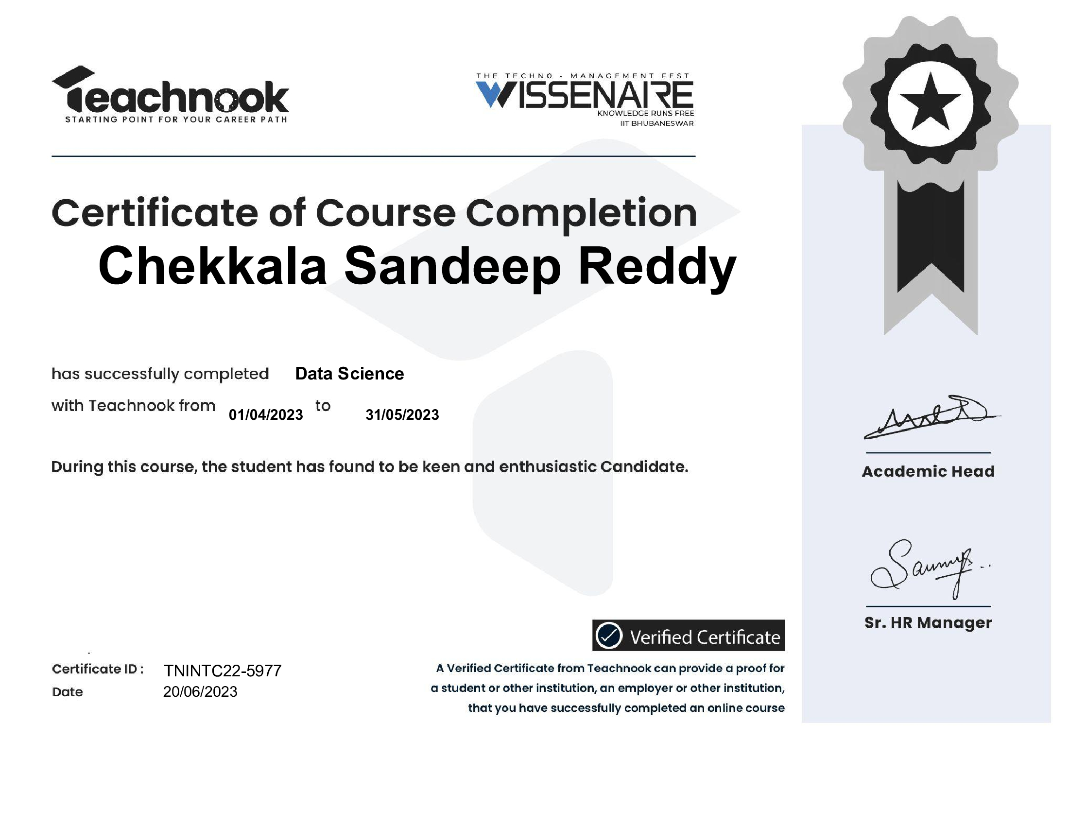 📜 Data Science Completion Certificate