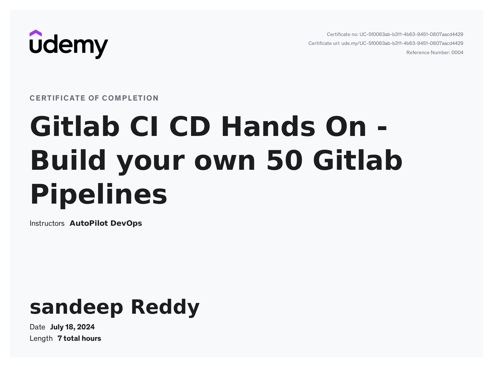 📜 GitLab CI/CD Completion Certificate