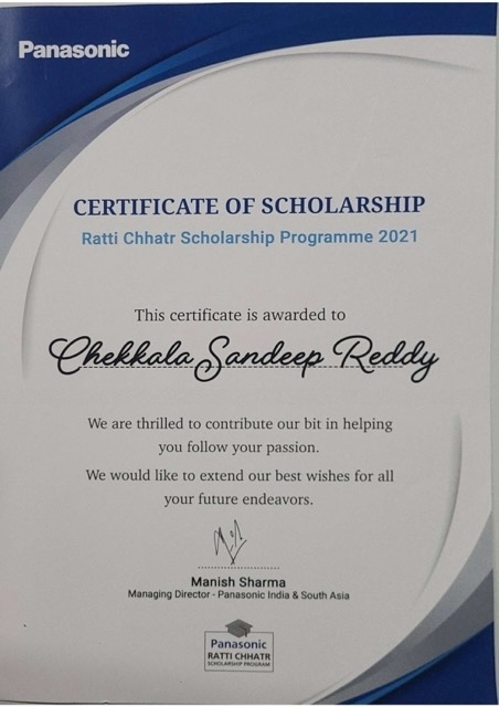 Panasonic Scholarship Recipient Award